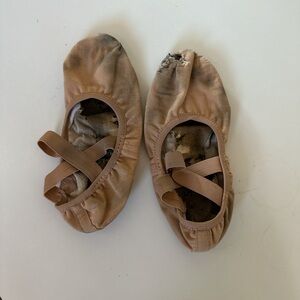 Tan Ballet Flats with Elastic Straps